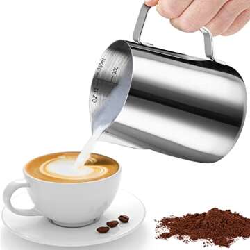 HOFASON Stainless Steel Milk Frothing Pitcher Cappuccino Pitcher Pouring Jug Espresso Cup Creamer Cu...