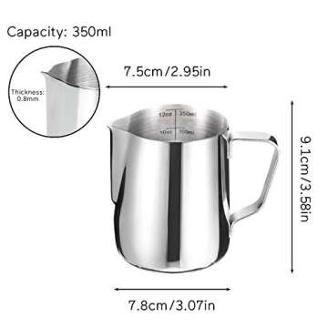 HOFASON Stainless Steel Milk Frothing Pitcher Cappuccino Pitcher Pouring Jug Espresso Cup Creamer Cup for Latte Art, 12 Ounce (350 ML)