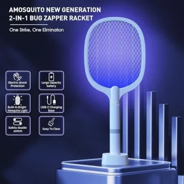 Bug Zapper Racket Rechargeable Electric Fly Swatter 2000mAh