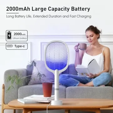 Bug Zapper Racket Rechargeable Electric Fly Swatter 2000mAh