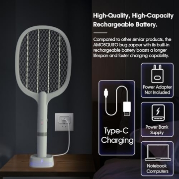 Bug Zapper Racket Rechargeable Electric Fly Swatter 2000mAh
