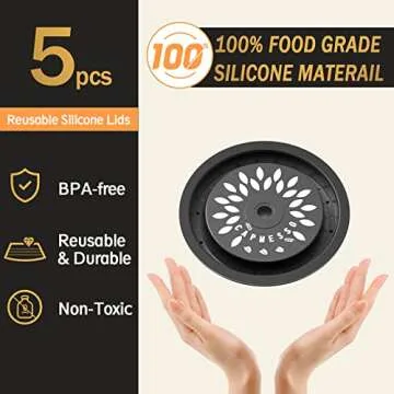 CAPMESSO Reusable Coffee Capsule Lids for Reusable Nespresso Pods Vertuo, Food Grade Silicone Caps for Any Sizes of Refillable Vertuo Pods with Scoop and Brush (5PCS Silicone Caps)
