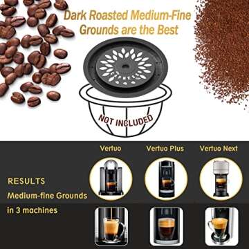 CAPMESSO Reusable Coffee Capsule Lids for Reusable Nespresso Pods Vertuo, Food Grade Silicone Caps for Any Sizes of Refillable Vertuo Pods with Scoop and Brush (5PCS Silicone Caps)