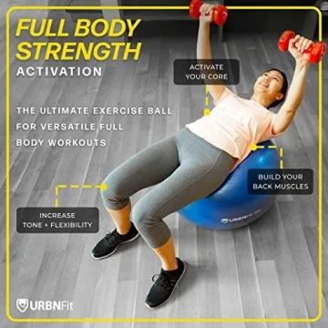 URBNFit Exercise Ball - Anti-Burst Stability Ball with Pump