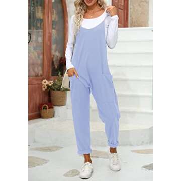 Tongmingyun Womens Casual Sleeveless Jumpsuits Spaghetti Strap Loose Romper Long Pants with Pockets
