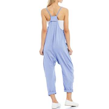 Tongmingyun Womens Casual Sleeveless Jumpsuits Spaghetti Strap Loose Romper Long Pants with Pockets