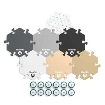 FluentPet Speak Up Key Vocab Kit with Clearer Upward-Facing Sound - 12 Recordable Buttons for Dogs & 6 Neutral HexTiles | Dog & Cat Communication Buttons Set | with Batteries