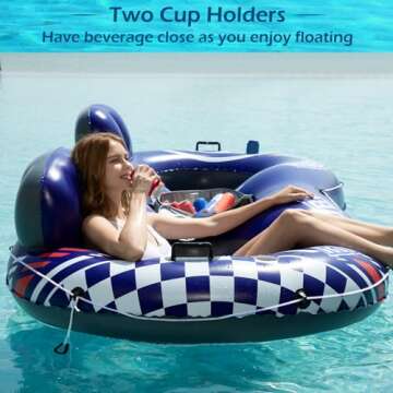 Jasonwell Inflatable River Tube Float - 2 Person Heavy Duty River Float Pool Floats with Removable C...