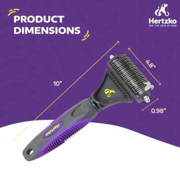 Hertzko Cat Dematting Tool Double Sided Dog and Cat Dematting Comb - for All Pets - Effortlessly Removes Tangles, Mats, and Loose Fur - Safe, Easy Grooming for Cats and Dogs