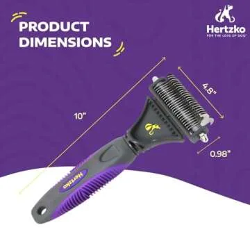 Hertzko Cat Dematting Tool Double Sided Dog and Cat Dematting Comb - for All Pets - Effortlessly Removes Tangles, Mats, and Loose Fur - Safe, Easy Grooming for Cats and Dogs