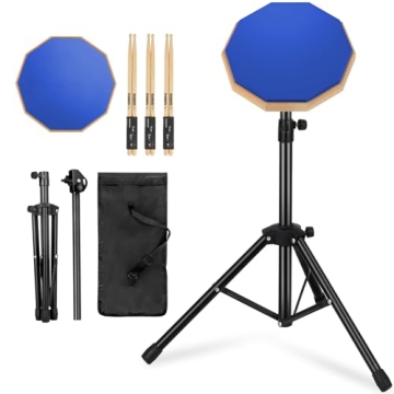 GrowDaily 8" Drum Practice Pad Set with Adjustable Stand, Sticks & Bag