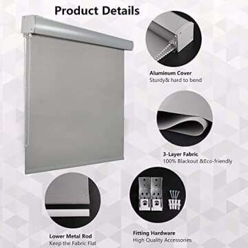 LUCKUP Blackout Roller Shades Window Blinds with Valance Cover Waterproof UV Protection Privacy Ther...