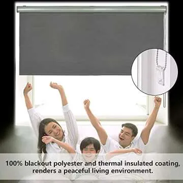 LUCKUP Blackout Roller Shades Window Blinds with Valance Cover Waterproof UV Protection Privacy Thermal Insulated Fabric for Bedroom Bathroom Patio Door and Office Easy Install (30" W x 72" H-Grey)