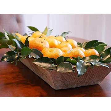 Wooden Dough Bowl Centerpiece Tray- Rustic, Artisan Inspired Primitive Wood Tray for Serving and Decor, Tabletop and Hearth Display