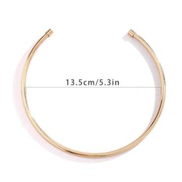 Rotaiboes Simple Metal Collar Necklace Open Round Clavicle Chain Summer Beach Body Chain Jewelry Festival Statement Collar Choker Necklace for Women (Necklace-gold)