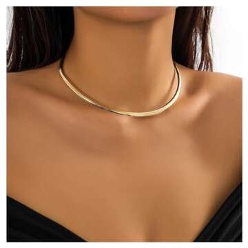 Rotaiboes Simple Metal Collar Necklace Open Round Clavicle Chain Summer Beach Body Chain Jewelry Festival Statement Collar Choker Necklace for Women (Necklace-gold)