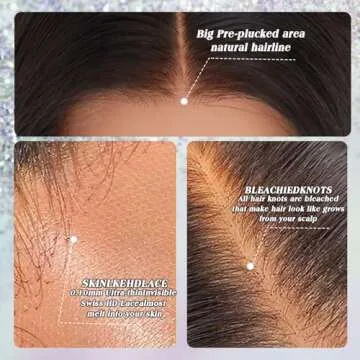 NESMON 13x6 Full Frontal SKINLIKE Real HD Lace Wig 0.10mm Ultra-thin Invisible HD Lace Front Wigs Human Hair Pre Plucked Bleached Knots 200% Density Straight Human Hair Wigs For Women 26 Inch