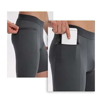 Anawakia Men's Compression Shorts with Zipper Pocket Compression Spandex Shorts Running Workout Athletic White Large