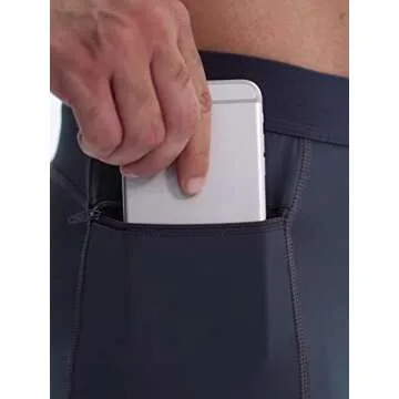 Anawakia Men's Compression Shorts with Zipper Pocket Compression Spandex Shorts Running Workout Athletic White Large