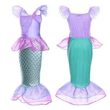 Cmiko Ariel Mermaid Costume for Girls - Dress Up Set