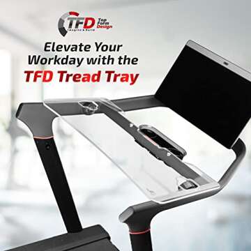 TFD The Tread Tray 2.0 | Compatible with Peloton Tread (Does NOT FIT Tread Plus), Made in USA | Walking Desk Attachment Holder for Laptop, Tablet, Phone, & Book (Clear)