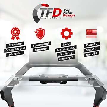 TFD The Tread Tray 2.0 | Compatible with Peloton Tread (Does NOT FIT Tread Plus), Made in USA | Walking Desk Attachment Holder for Laptop, Tablet, Phone, & Book (Clear)