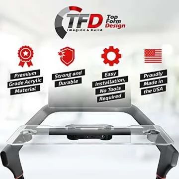 TFD The Tread Tray 2.0 | Compatible with Peloton Tread (Does NOT FIT Tread Plus), Made in USA | Walking Desk Attachment Holder for Laptop, Tablet, Phone, & Book (Clear)