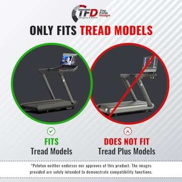 TFD The Tread Tray 2.0 | Compatible with Peloton Tread (Does NOT FIT Tread Plus), Made in USA | Walking Desk Attachment Holder for Laptop, Tablet, Phone, & Book (Clear)