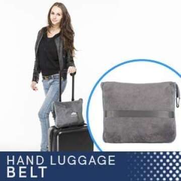 BlueHills Premium Soft Long Travel Blanket Pillow for Tall Airplane Flight Blanket Throw in Soft Bag case with Hand Luggage Belt & Backpack Clip Compact Pack Large Blanket Grey Gray T052
