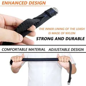 Baby Stroller Wheelchair Safety Wrist Strap or Large Dog Leash, Second Layer Security for Retractable Dog Leash, Black with Blue Stitching