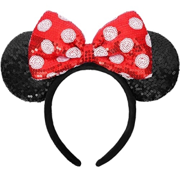 UNSPAZ Mouse Ears Headbands - Shiny Bow Headband for All Ages, Perfect for Costume Parties and Disne...