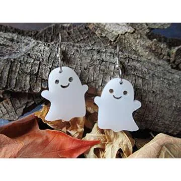 Cute Happy Ghost Halloween Dangle Earrings Hypoallergenic
