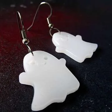 Cute Happy Ghost Halloween Dangle Earrings Hypoallergenic