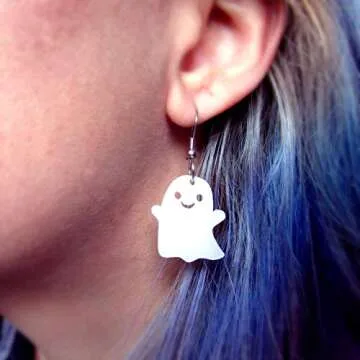 Cute Happy Ghost Halloween Dangle Earrings Hypoallergenic