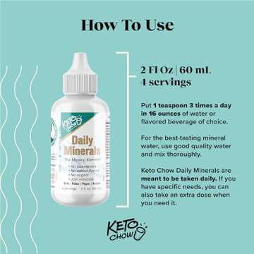 Keto Chow - Daily Minerals Drops - Promotes Electrolyte Balance - Copper, Magnesium, Chromium, Zinc, Boron, & Selenium - Zero Sugar - Keto Friendly - Gluten Free - Vegan - Non GMO - Travel Size - 2 oz