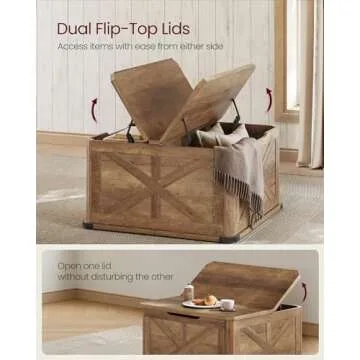VASAGLE Farmhouse Coffee Table with Storage and Flip-Top Lids