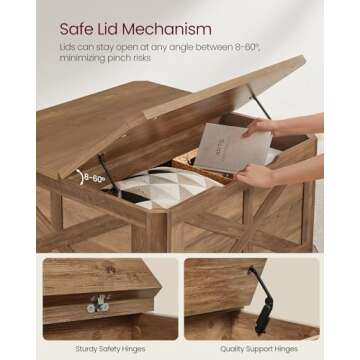 VASAGLE Farmhouse Coffee Table with Storage and Flip-Top Lids