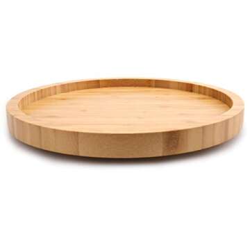 Fasmov 12 Inches Diameter Bamboo Lazy Susan Turntable, Spin Thicken Round Wood Tray Rotating Spice R...