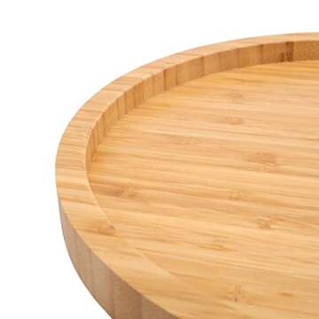 Fasmov 12 Inches Diameter Bamboo Lazy Susan Turntable, Spin Thicken Round Wood Tray Rotating Spice Rack for Kitchen Pantry Countertop Table