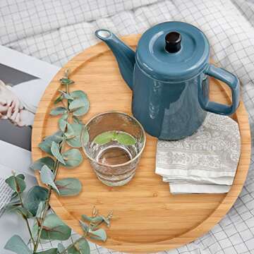 Fasmov 12 Inches Diameter Bamboo Lazy Susan Turntable, Spin Thicken Round Wood Tray Rotating Spice Rack for Kitchen Pantry Countertop Table