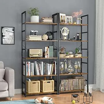 OTK 5 Tier Bookshelf, Tall Bookcase, Office Shelf Storage Organizer, Modern Book Shelf for Living Ro...