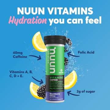 Nuun Hydration Vitamins Electrolyte Tablets, Mixed Flavor Pack + Caffeine, 5 Essential Electrolytes for Hydration + Vitamin A, B6, C, D, E, with Magnesium, Vegan, Non-GMO, 4 Pack (48 Servings)