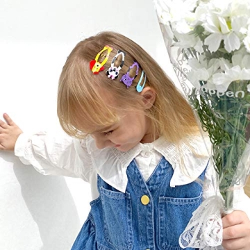 Girls Hair Clips Barrettes, Funtopia 80 Pcs Lovely Animal Fruit Printed Pattern Metal Snap Hair Clips Cartoon Design Hairpins for Kids Teens Pets