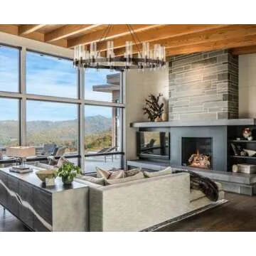 YIOSI Black Chandelier,16-Lights Wagon Wheel Chandelier with Glass Shade,48 Inch Large Round Industrial High Ceilings Pendant Lighting Fixture for Dining Room, Living Room, Kitchen Island, Foyer