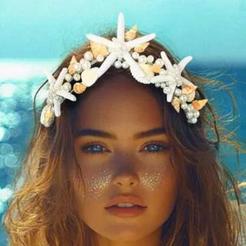 Unicra Starfish Crown Silver Pearl Bridal Headband