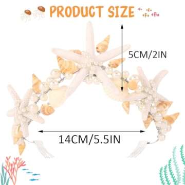 Unicra Starfish Crown Silver Pearl Bridal Headband