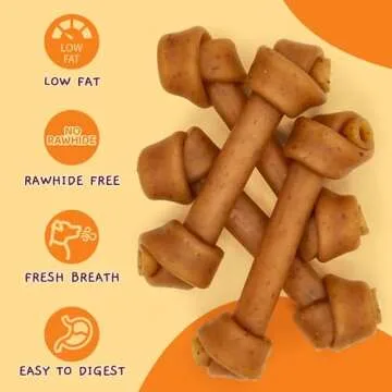 Jungle Calling Rawhide Free Dog Treats, Peanut Butter Bones, 6.5'' Dog Chews for Medium Dogs and Lar...