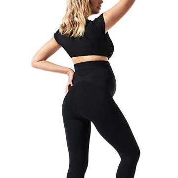 BLANQI Maternity Leggings, Over The Belly Pregnancy Tights, Moderate Support (Medium, Black)…