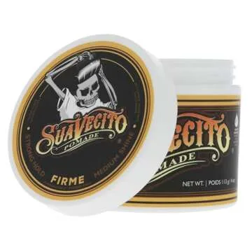Suavecito Pomade Firme (Strong) Hold 4 Oz, 1 Pack - Strong Hold Hair Pomade For Men - Medium Shine Water Based Flake Free Hair Gel - Easy To Wash Out - All Day Hold For All Hair Styles