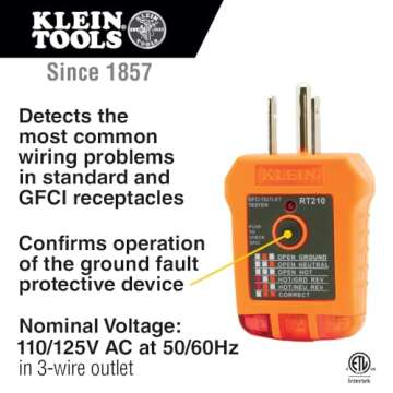 Klein Tools ET40VP Voltage Tester Kit, GFCI Receptacle Tester, AC/DC Voltage Tester, Detects Common Electrical Wiring Problems